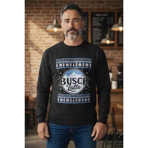 Busch Latte Ugly Sweater Crew Sweatshirt Men's Size Medium